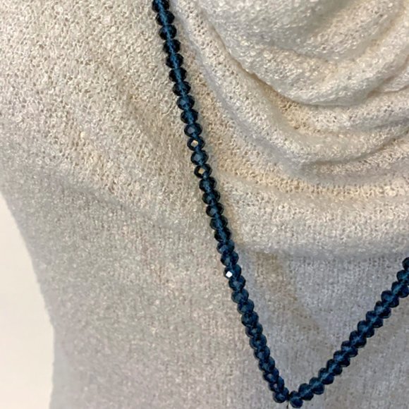 LaviguerDesigns Blue Swarovski Crystals Tassel Pendant Necklace - Picture 2 of 4